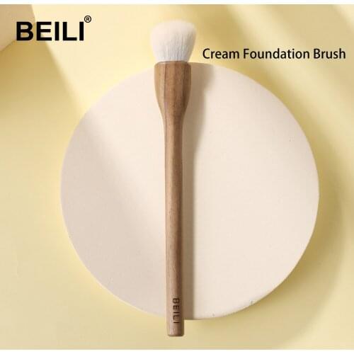 BEILI Cream Foundation Makeup Brush Soft Natural Hair Handmade Walnut Wood Handle 1 Piece Liquid Foundation Make Up Brush