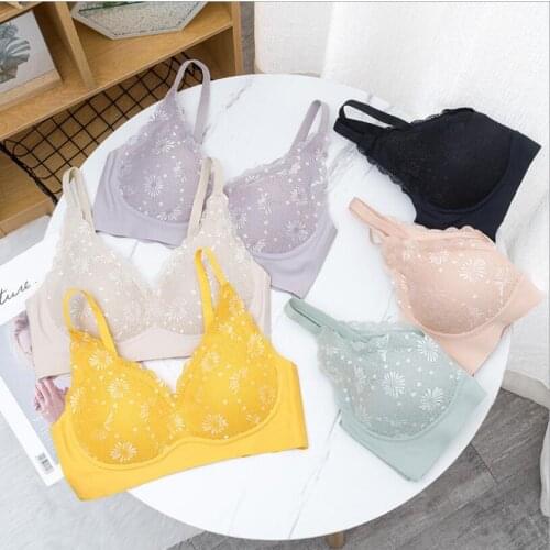 Seamless Underwear Full Wing Lace Latex Seperate Cup Sexy Beauty Back NO Steel Ring Soft Comfortable Vest One-piece Bra S1514