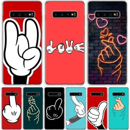 Cool Cute finger Dog Cat Phone Case for Samsung Galaxy S10 S20 Ultra Note 10 9 8 S9 S8 S7 J4 J6 J8 Plus Lite + Popular Cover Cap