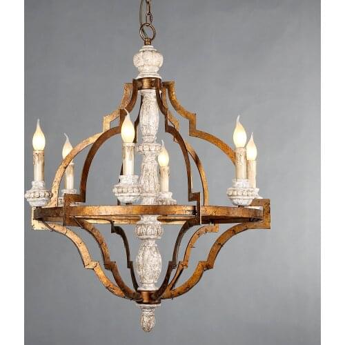 Living room Wood chandeliers golden lighting large vintage hanging light suspension retro chandelier classic french big lighting