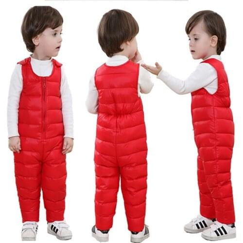Baby Childrens Warm Strap Pant for Girls Boys Winter Down-Cotton Jumpsuit Overalls Suit 2020 Kids Casual Rompers Clothes Sets