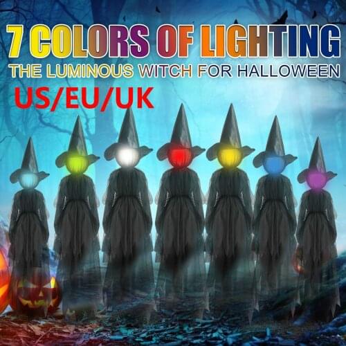 Halloween Luminous Witches Decoration Ghost House 7-Color Luminescence Wizard Atmosphere Props Props Creepy Garden Ornaments