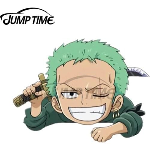 JumpTime 13 x 11.5cm Zoro Chibi One Piece Windshield Refrigerator Car Stickers Bumper Decal Bumper VAN Decoration Anime Decal