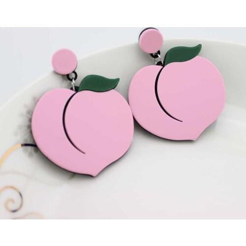 Korean Fashion Party Jewelry Cute Acrylic Pink Peach Stud Earrings For Women Girls Femme Brincos Over Big Size