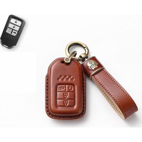 Leather Full Cover Car Key Case for Honda Vezel City Civic BR-V HR-VCRV Pilot Accord Jazz Jade Crider Odyssey Car Accessories