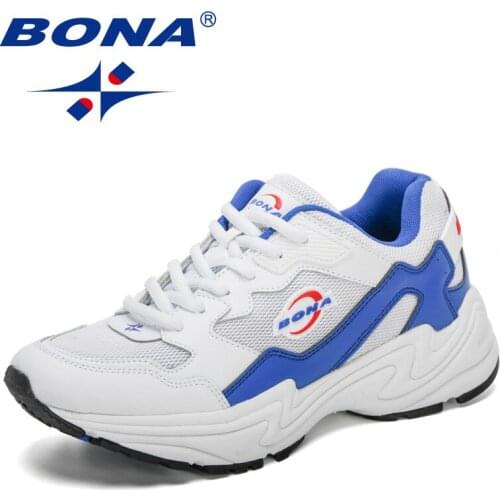 BONA 2021 New Designers Athletic Running Shoes Men Mesh Sneakers Lace-up Outdoor Jogging Walking Shoes Man Sports Footwear Comfy