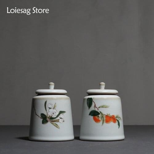 Loiesag Retro Ru Kiln Small Capacity Tea Caddy Multifunction Sealed Ceramic Candy And Dried Fruit Storage Jar Tea Caddy Tea Cang