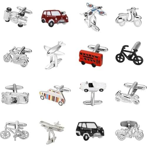 MeMolissa Fashion Trendy 18 Styles Vintage Bus Cufflinks Novelty Traffic Car/Airplane/Bicycle/Motorcycle Design Cooper Material