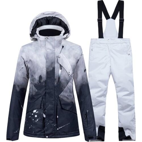 Men Women Ski Suits Winter Skiing Suit Sets Snowboarding Clothes Waterproof Windproof Ski Jacket And Strap Snow Pant Size XXXL