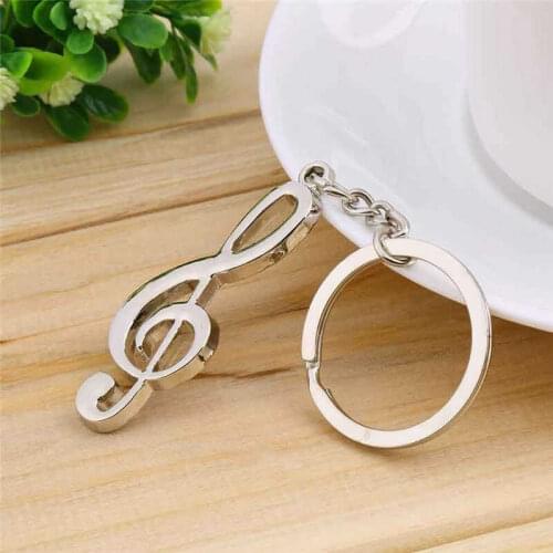 Music Gift Stainless Steel Keychain Creative Keyring Fob Key Ring Silver Colour Symbol
