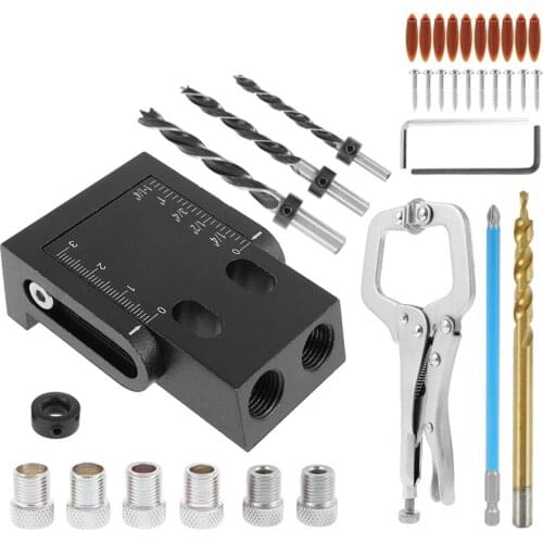 39Pcs Woodworking Oblique Hole Locator Drill Bits Pocket Hole Jig Kit 15 Degree Angle Drill Guide Set DIY Carpentry Tool