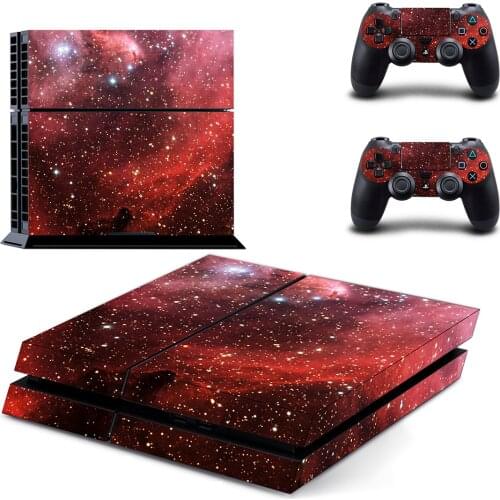 Red Starry Sky Style Decal Skin Sticker for PS4 Playstation 4 Console Protection Film + 2Pcs Controllers Protective Cover
