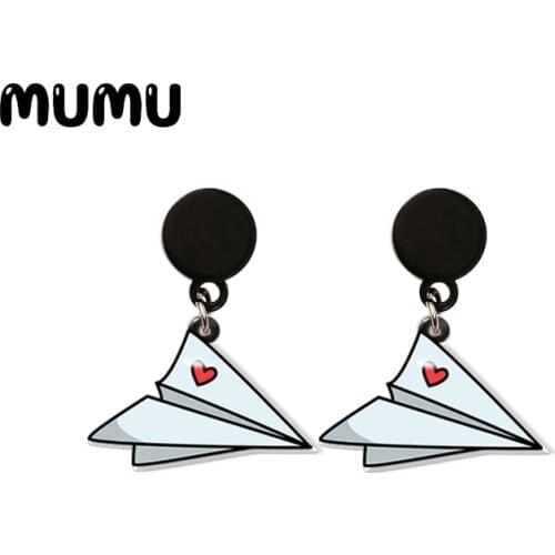 2020 New Love Paper Plane Drop Earring Boat Crane Acrylic Earrings Resin Jewelry Epoxy Cute Gift Girl