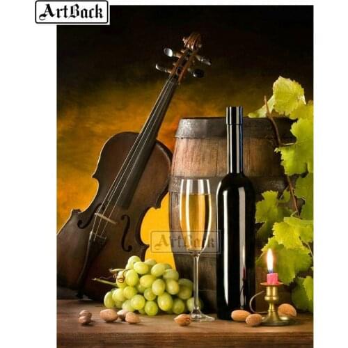 New 5d diy diamond painting guitar red wine picture mosaic full square drill diamond embroidery set rhinestone decoration gift