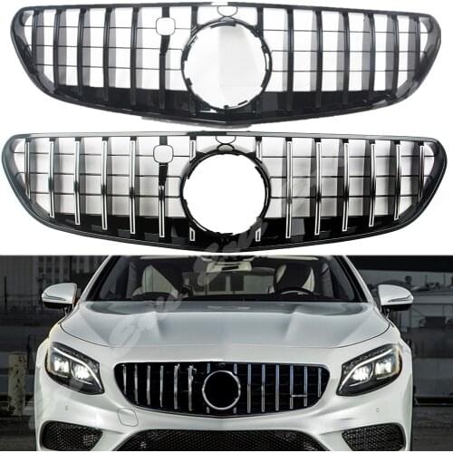Car Front Racing Grill Upper Billet Bumper Grille Cover For Mercedes-Benz W217 S-Coupe 2015 2016 2017 GTR