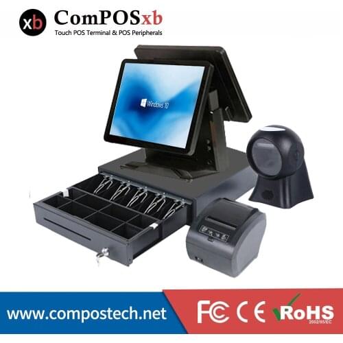 ComPOSxb 15+15 inch POS all in one Touch Point of sale POS terminal for supermarket