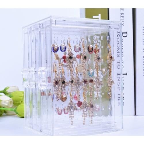 Feiqiong Clear Jewelry Dust-Proof Storage Box 3 Drawers Earring Holder Large Capacity Ear Organizer Home Shop Display Box New
