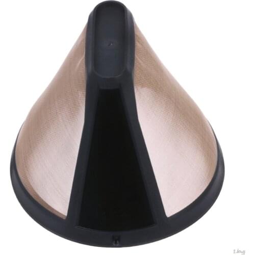 Stainless Steel Cone Shaped Permanent Coffee Filter Handles Washable Cafe Tools l29k