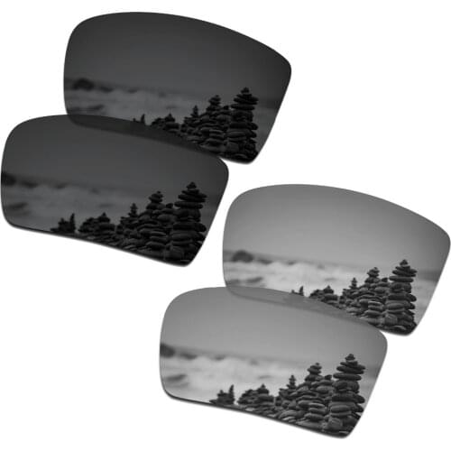 SmartVLT 2 Pairs Polarized Sunglasses Replacement Lenses for Oakley Eyepatch 2 Stealth Black and Silver Titanium