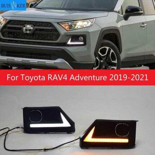 LED DRL Day Light for Toyota RAV4 Adventure 2019-2021 Daytime Running Light Fog Lamp with Dynamic Sequential Turn Signal