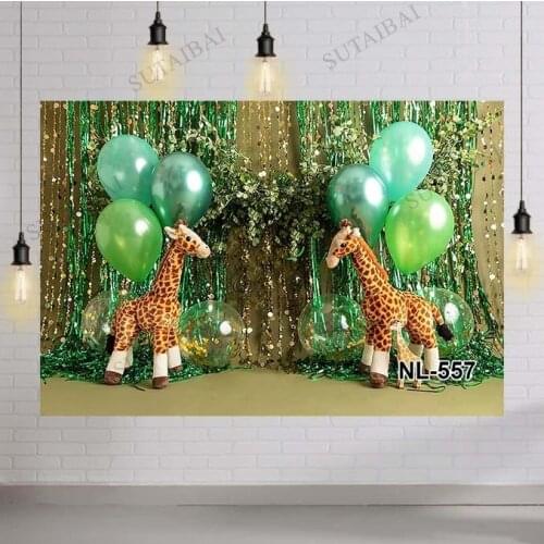 Tropical Jungle Forest Wild Animal Jirafa Safari Party Newborn Baby Shower 1st Birthday Backdrop Vinyl Photography Background
