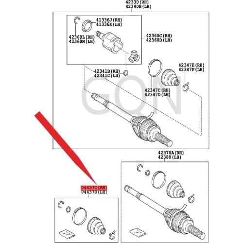 Right rear drive shaft inner universal joint dust cover assembly 2007-Toy ota COR OLL ARU MIO NAU RIS universal joint dust cover