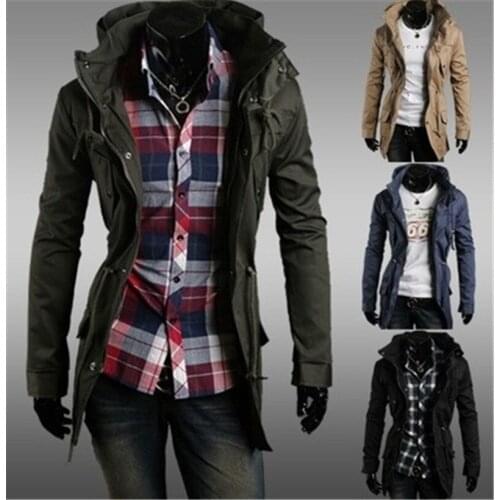 New Hot Sale Men windbreaker Brand High neck Collar Autumn Winter Double Coat Sweater warm fashion drop ship Wind proof clothes
