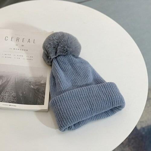 Knitted Hats New Fashion Autumn Winter Warm Casual Knitting Hats Baby Boys Girls Caps Infant Fluffy Ball Newborns Accessories