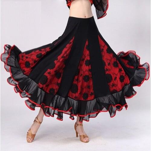 Womens Modern Dance Skirt Girls Ballroom Dancing Suit Spring Summer Lace Dress Standard Friendship Dance Wear D0824