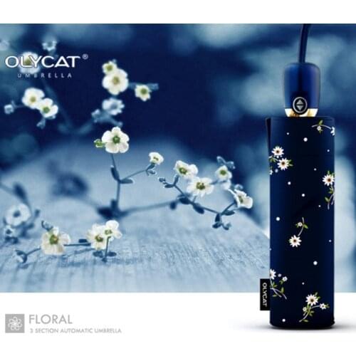 Womens Umbrellas Automatic Sunscreen Anti UV Flowers Brand Umbrella Rain Women Olycat Parasol Female Folding Umbrella Windproof