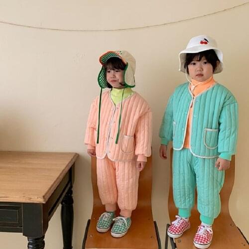 Winter New Childrens Down Padded Jacket Suit Kids Pink Girl Suit Baby Boy Warm Outdoor Clothes Two-piece Set Newboms For Girl