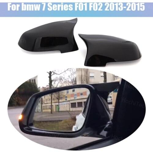 Bright 2pcs Side Rearview Mirror Cover Caps for Bmw 7 Series F01 F02 2013-2015 M Style Replacement Glossy Black