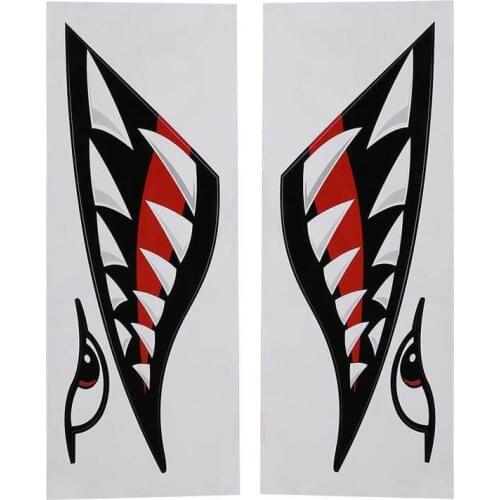 2pcs Waterproof DIY Funny Shark Teeth Mouth Sticker Decal Car Kayak Boat Truck Decoration Motorcycle Decoration For JDM SUV
