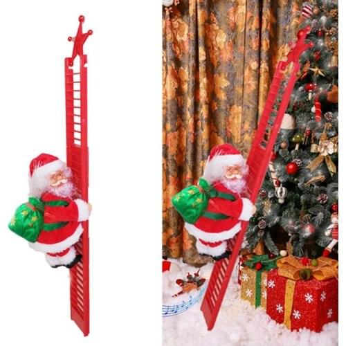 2020 Christmas Tree Ornaments Funny New Year Kids Gifts Party Decor Santa Claus Electric Climb Ladder Hanging Decoration