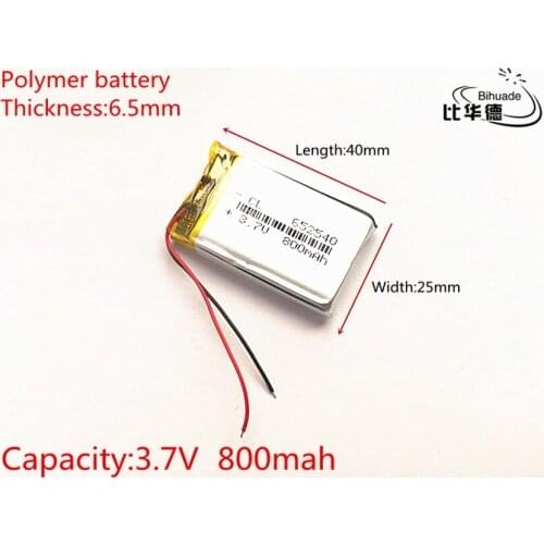 3.7V 800mAh 652540 Rechargeable li Polymer smart home speakers