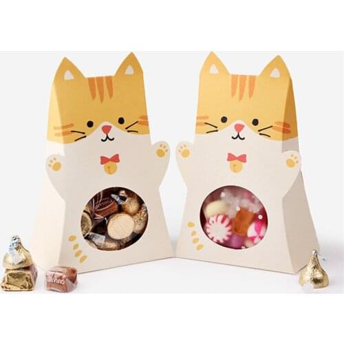 5pcs Cute Cat rabbit Animal Paper Candy Box Kid boys girls Birthday Party Decoration Baby Shower Paper Gift Chocolate cookie Bag