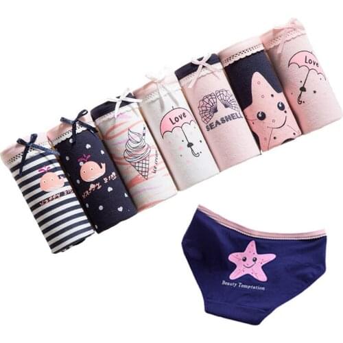 7 Pcs/lot Sexy Panties Women Underwear Printed Cotton Briefs Seamless Underpant Calcinha Girls Panty Ladies Lingeries Cute Boxer