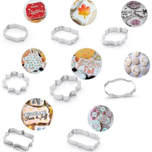 8pcs Metal Plaque Cutter Cookie Frame Diy Cake Oval Square Rectangle Fancy Stainless Mold Sugar Biscuit Mold Kitchen Making Tool