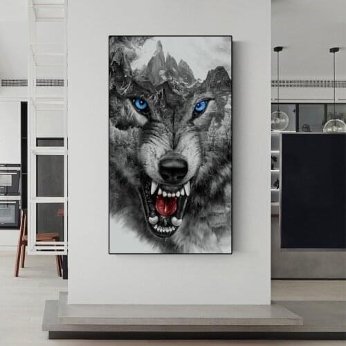 Abstract Animal Mountain Wolf Canvas Painting Modern Living Room Wall Art Posters Prints Nordic Bedroom Home Decoration Pictures