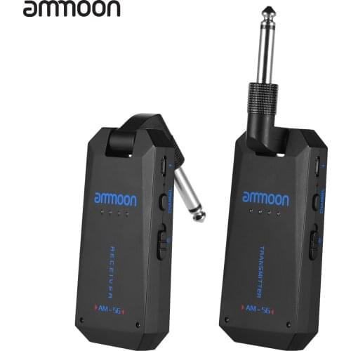 Ammoon AM-5G Wireless 5.8G Guitar System Rechargeable Audio Transmitter Receiver ISM Band for Electric Bass Guitars Amplifier