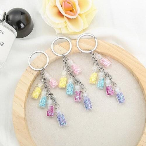 1000pcs Colorized Star Drift Bottle Keychain 5 Glass Bottle Keyrings For Lover Gifts Key Chain For Car Bags Key Ring Headwear