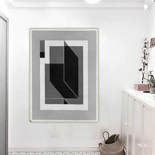 Citon Josef Albers《Bent Dark Gray》Canvas Oil Painting Abstract Artwork Painting Decorative Picture Wall Decor Home Decoration