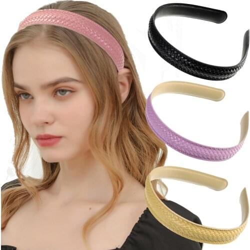 Haimeikang Leather Stripe Headband Fashion Women Retro Hair Bands Bezel Headwear Girls Solid Color Headbands Hair Accessories