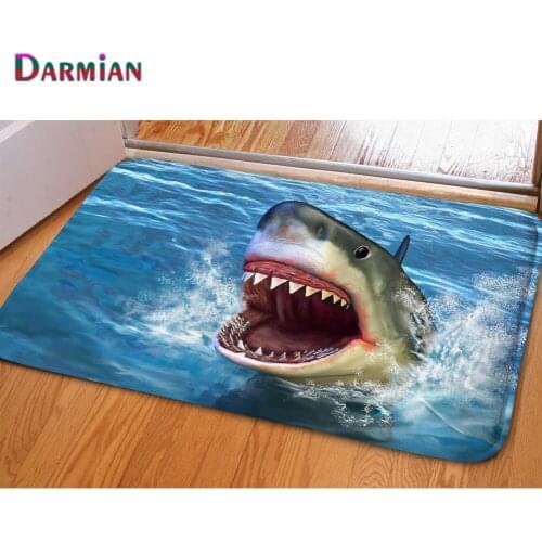 DARMIAN 3D Cool Animal Shark Printed Carpets Home Floor Carpet for Living Room Bedroom Non-slip Kitchen Mat Rugs Tapetes De Sala