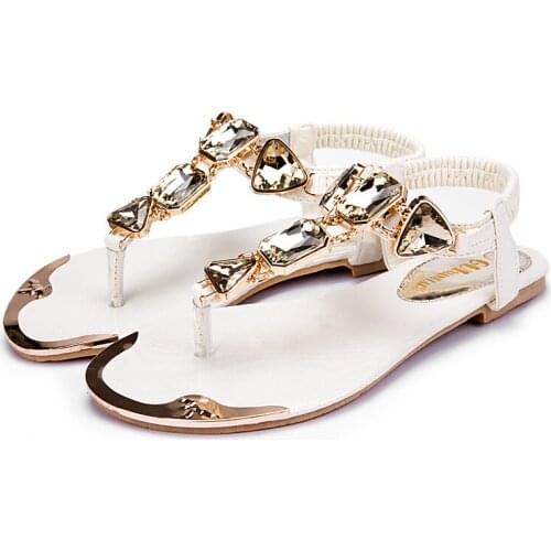 Summer Woman Sandals 2021 High Quality Rhinestone Women Shoes Flip Flops Ladies Casual Summer Beach Shoes Women Flats Sandals