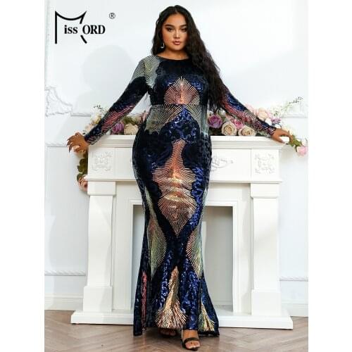 Missord 2021 Women Maxi Dress Plus Size Sexy Vintage Sequin Floor Long Sleeve Backless Party Elegant Prom Female Large Dresses