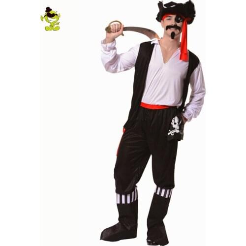 Mens Cool Pirate Costumes for Halloween Party Adult Cosplay Costume Carnival Role Play Fancy Dress Up for Male