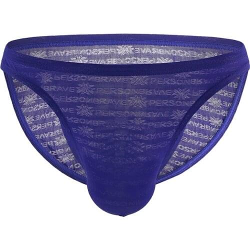 Mens Low-Waisted Sexy Underwear Lace Male Panties Transparent Sexy Lingerie Jockstrap Briefs
