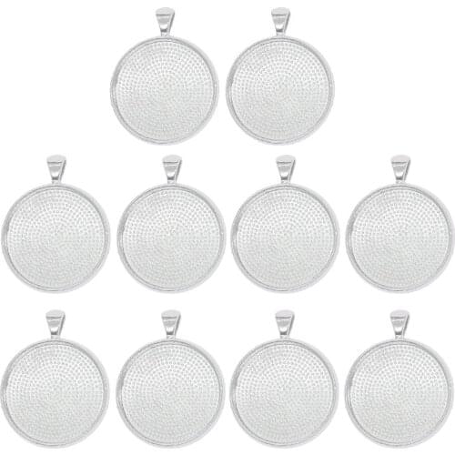 10 Pack Round Pendant Cabochon Bezel Settings Trays Cabochon Frame Setting Base