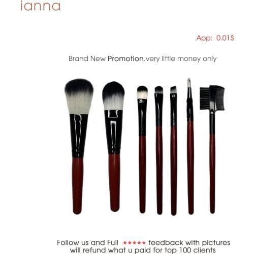 Ianna VM07 Vermilion Makeup Brushes Set Foundation Powder Eye Shadow Eyeliner Kabuki Blending Tool Wooden Bamboo Make Up Brush